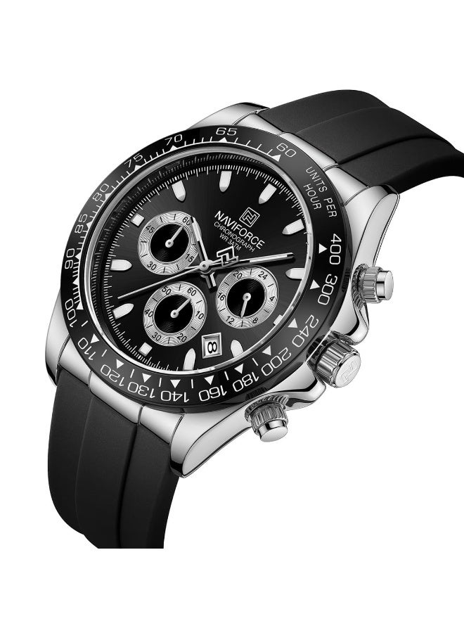 Naviforce Men’s Watch NF8054-S-B-B – Black Dial with Silicone Rubber Strap - Image 2